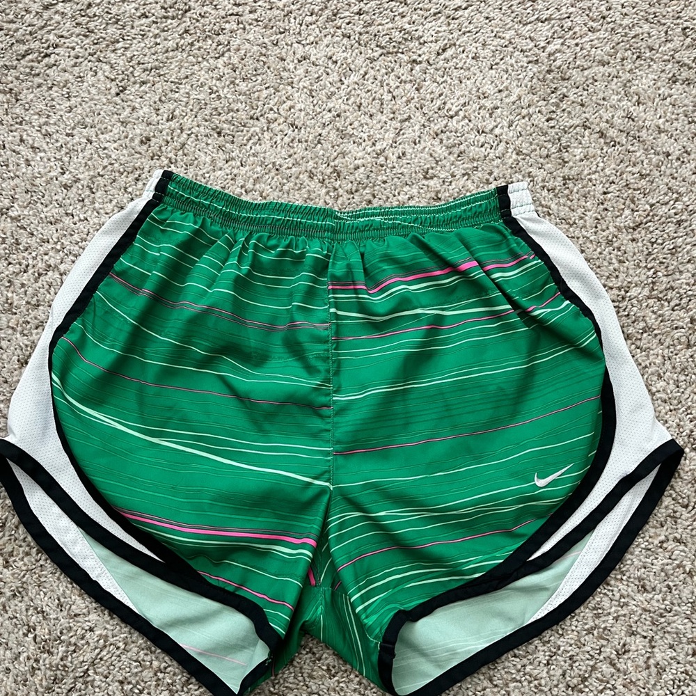 Nike Green Striped Athletic Shorts